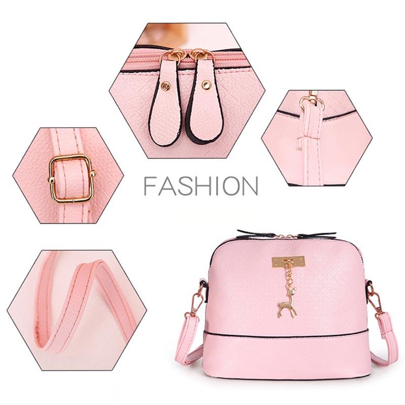 PU Leather Women Shoulder Bag Female Deer Toy Pendant Handbags Girl Small Crossbody  Bag Fashion Shell Shape Messenger Bag Bolsos