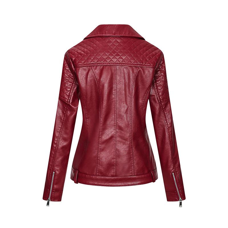 Leather Jacket Women 2022 Spring Moto Biker Zipper Jacket Ladies Red Black Faux Leather Coat Blue Yellow Chaqueta Cuero Mujer
