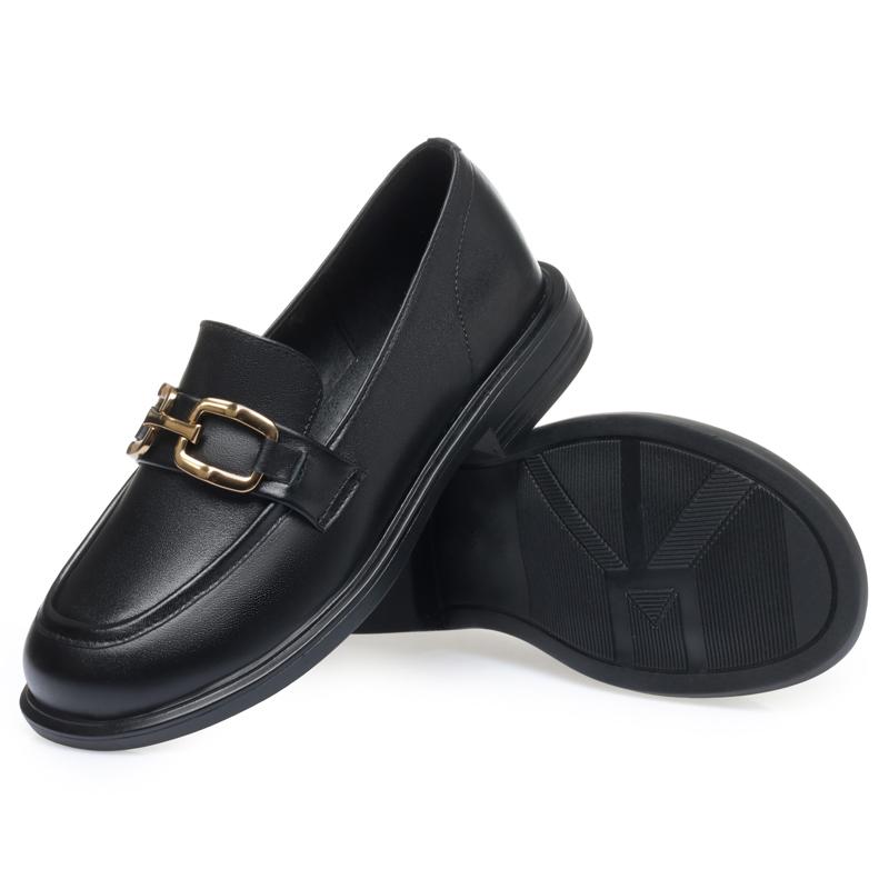 Women Loafers Shoes Genuine Leather Large Size 41 42 43 Spring British Style Ladies Footwear Non-slip Slip On Lazy Shoes Women