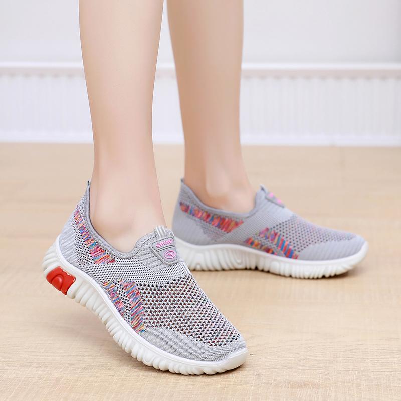 New Fashion Women Sneakers Rainbow Color Handmade Mesh Vulcanize Leisure Shoes Low-top Summer Casual Ladies Shoes Girl Plus