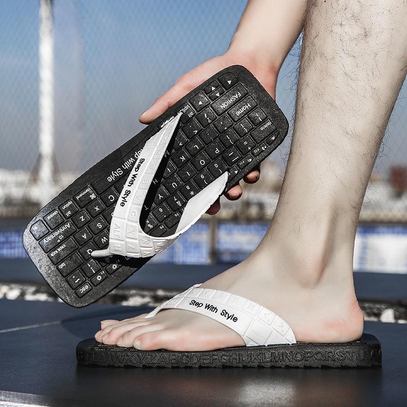 WEH Fashion Men Slippers Special Personality Keyboard Flip Flops Man Anti-Slip Beach Shoe Chaussure Homme Outdoor Funny Slippers
