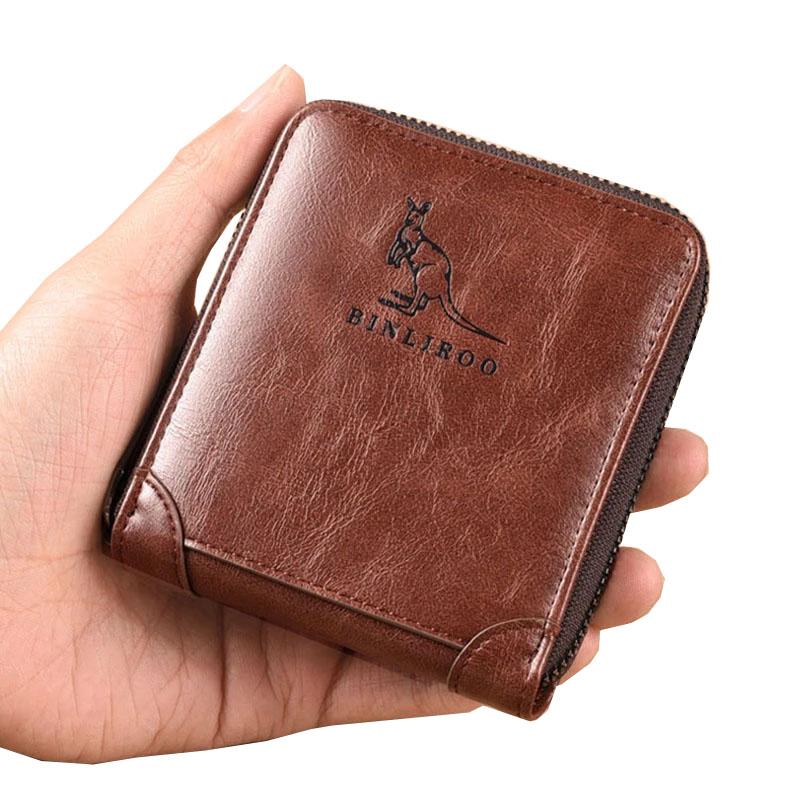 Fashion Classic Coin Purse Men Leather Zipper Wallet RFID Anti Theft Business Credit Card Holder Money Bag Wallet Men