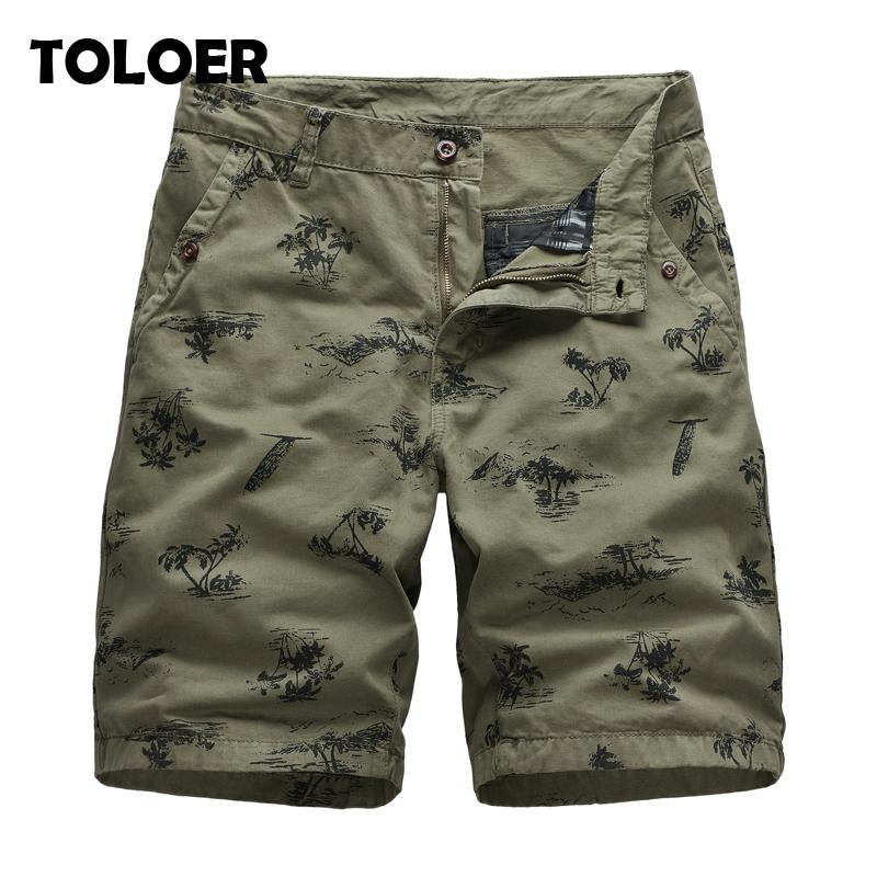 Print Cargo Shorts Men Cotton Bermuda Male New 2022 Summer Men's Baggy Military Zipper Pants Breeches Male Green Tactical Shorts
