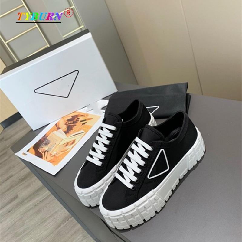 2022 New Women's Shoes Thick-soled Triangle Thick-soled Canvas Shoes All-match Heightening Sports Small White Shoes Casual Shoes