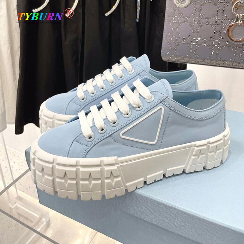 2022 New Women's Shoes Thick-soled Triangle Thick-soled Canvas Shoes All-match Heightening Sports Small White Shoes Casual Shoes