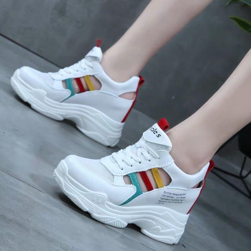 Hot Sale White Fashion Women Platform Casual Shoes Rubber Spring and Autumn Female Casual Shoes Lace Up Women Sneakers