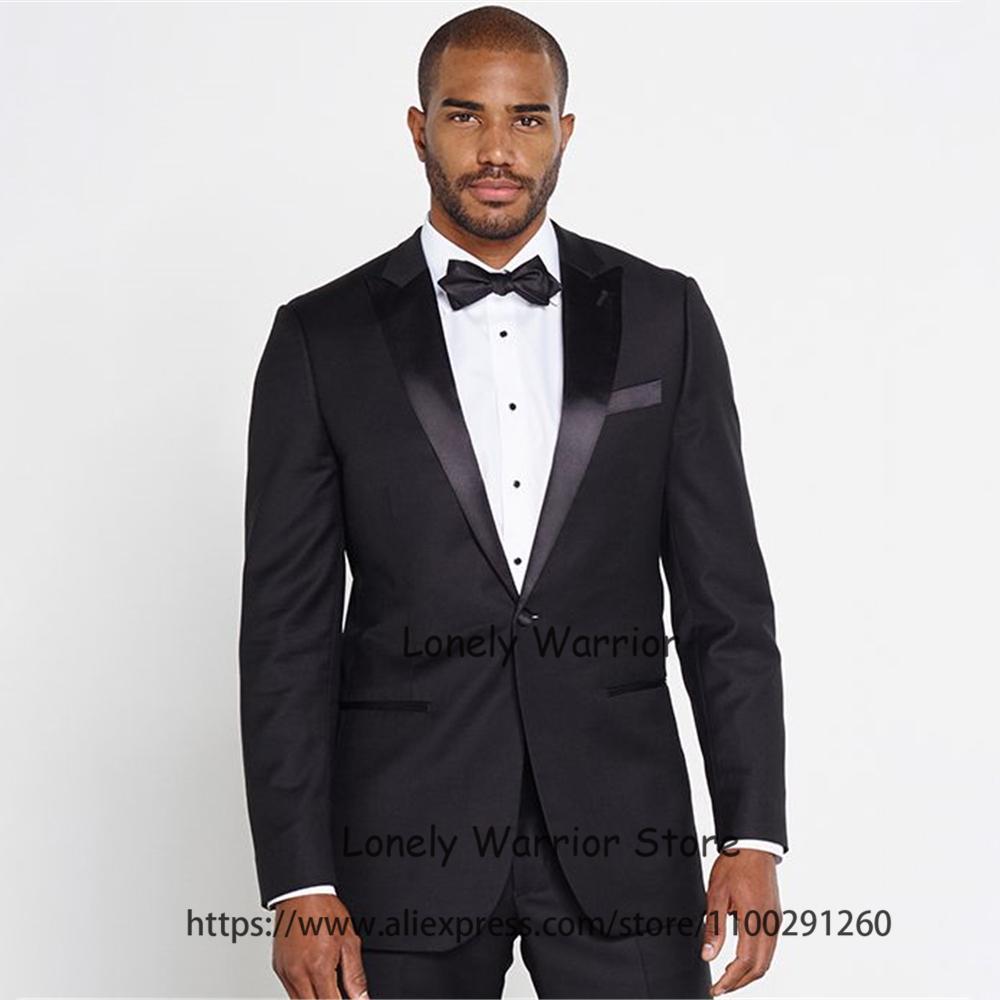 Mens Suits Set Black Wedding Tuxedos Groom Slim Fit Shawl Lapel Business Pants 