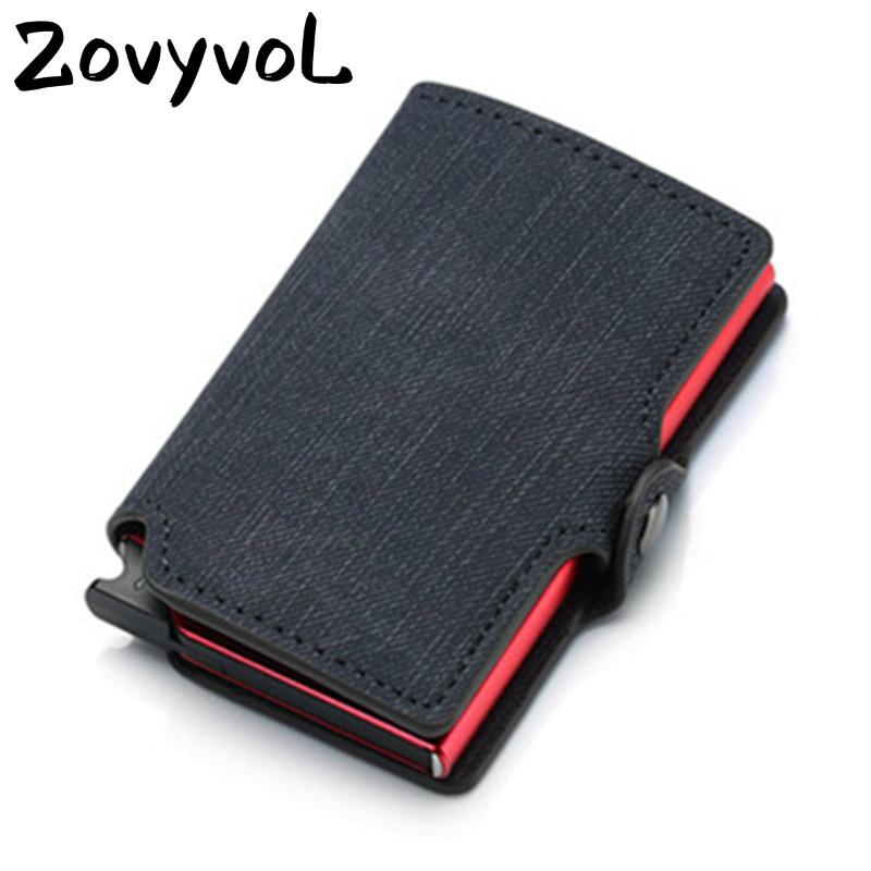 Zovyvol 2019 Credit Card Wallet New RFID Blocking Slim Card Holder PU Single Aluminum Box Business Hasp Card Case Slim Wallet