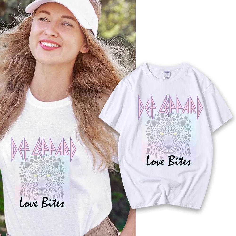Def Leppard- Love Bites T-shirt Summer Print Lady T-shirts Top T Shirt Ladies Womens Graphic Female Tee 100%Cotton