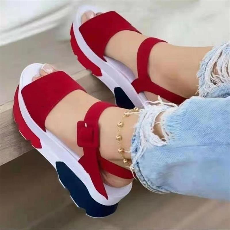 Women Sandals 2022 New Heels Woman Platform Wedges Shoes Ladies Summer Sandals Buckle Non-slip Beach Sandals Plus Size 35~43