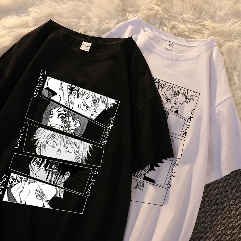 Streetwear Jujutsu Kaisen Anime print aesthetic female t-shirt Harajuka O-neck oversize hip hop casual tees gothic women clothes