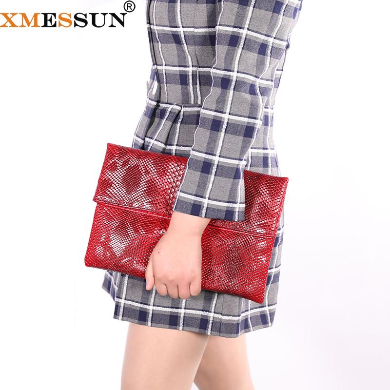 XMESSUN Red Snake Pattern Clutch Crossbody Bags for Women 2022 Trendy Shoulder Handbags and Purses Lady Party Pouch Bag