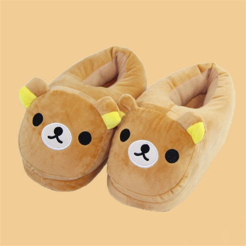 Unisex Rilakkuma Cartoon Home Slippers Woman/Men Couples Shoes Indoor Floor Non-slip Slides Ladies Winter Keep Warm Cotton Shoes