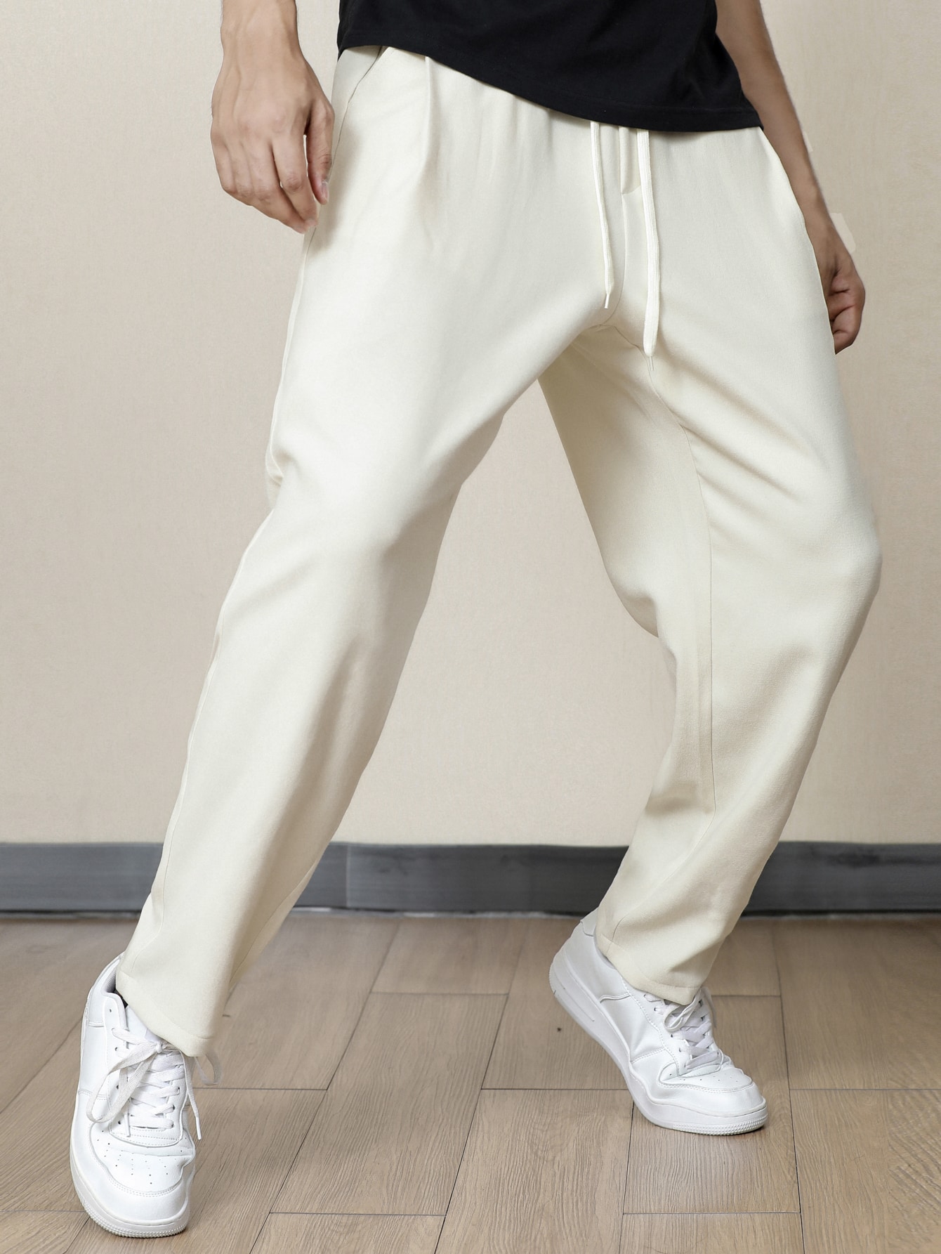 Men Drawstring Waist Slant Pocket Pants - stratopie