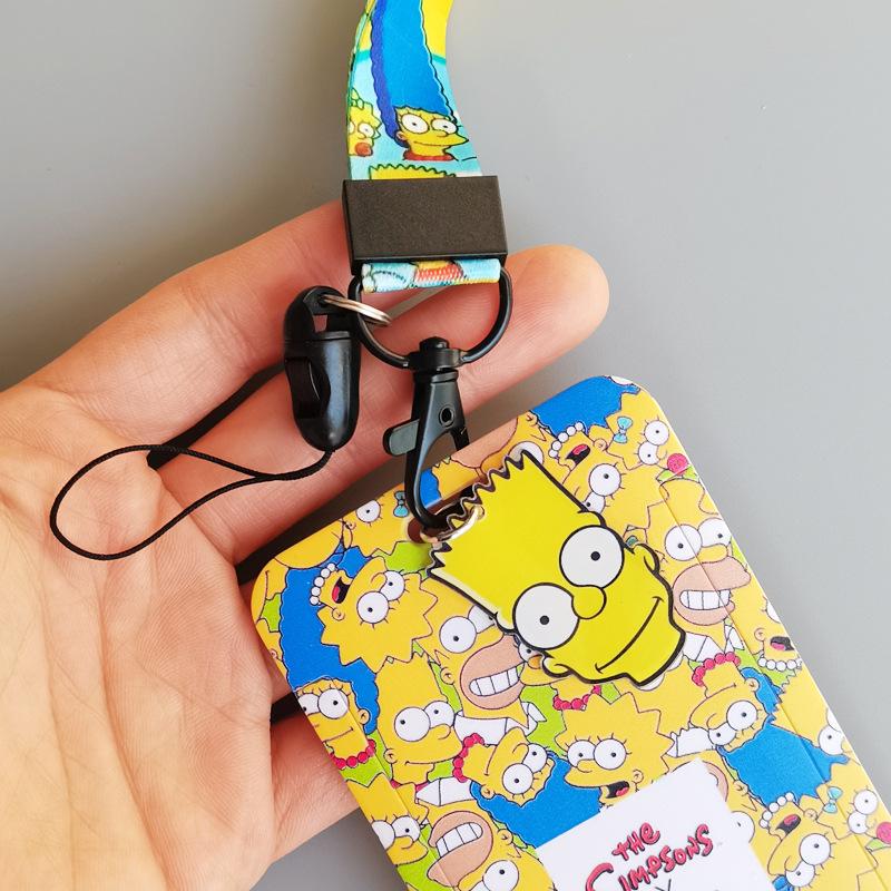 1 Set Disney Anime The Simpsons Card Cases Card Lanyard Key Lanyard Cosplay  Badge ID Cards Holders Neck Straps Purse