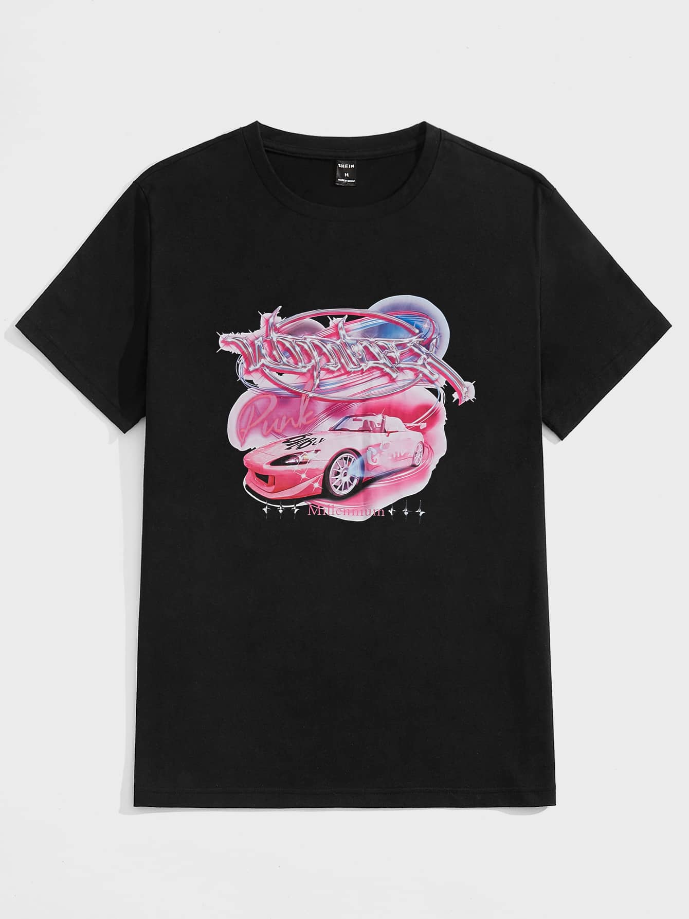 men car and letter graphic tee